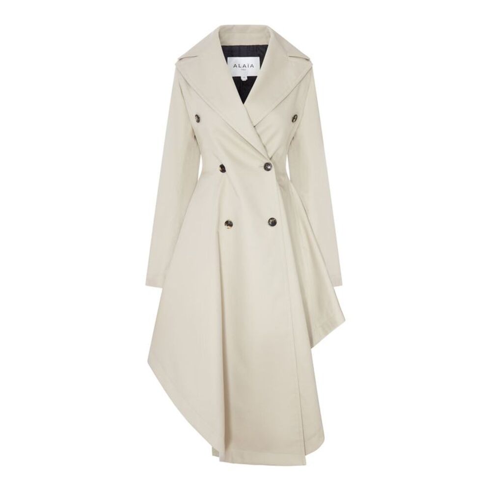 Alaia Women Asymmetric Double-Breasted Cotton Trench Coat